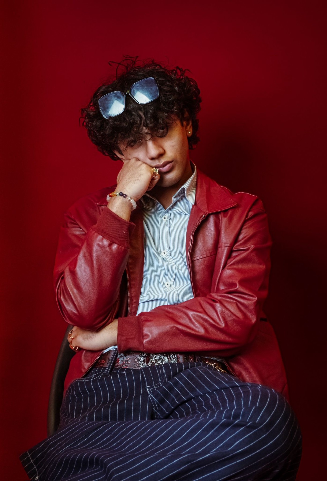Abs — red leather portrait